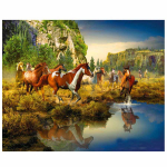 T&auml;is&uuml;mmargune teemantmaal Scenic Horse Teemanttikandid Teemantmaalimine Loomad Ristpistes 20X30CM