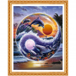 Teemantmaal Ristpistes Delfiin Teemanttikandid Loom t&auml;is&uuml;mmargune vaigust puur Rhinestone 20X30CM