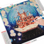 Teemantmaaling Kristallkuuli loss t&auml;isruudukujuline &uuml;mmargune teemanttikandid maastik Lumekunst Rhinestone j&otilde;ulukink Full Round （30x30CM）