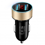 3,1A kahe USB-pordiga LCD-ekraaniga auto mobiiltelefoni kiirlaadija kuldne
