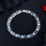 WWJ Mystic Rainbow ovaalne tsirkooniumoksiidi h&otilde;bedane tennise k&auml;ev&otilde;ru mitmev&auml;rviline