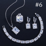 WWJ luksuslik 4 tk printsessi l&otilde;igatud kuupmeetrist tsirkooniumoksiidist kihlas&otilde;rmuse kaelakee k&otilde;rvar&otilde;ngaste k&auml;ev&otilde;ru komplekt 6 h&otilde;be