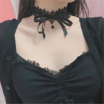 Korea Bowknot Girl Black Lace Choker kaelakee Harajuku Loli armas krae