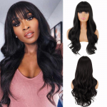 MISSQUEEN pikk must tukkidega parukas, mustad lainelised pikad parukad naistele, naturaalne laineline s&uuml;nteetiline must pika tukuga parukas igap&auml;evaseks kasutamiseks must/looduslik