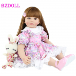 BZDOLL 60 cm pehmest silikoonist reborn nukum&auml;nguasjad t&uuml;drukutele pikkade juustega Printsess V&auml;ikelapse Bebies Kleit Nukk Lapsele Moodne s&uuml;nnip&auml;evakingitus 60cm Doll, Brown eyes