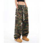 Kamuflaaž Naiste Cargo P&uuml;ksid Grunge elastne v&ouml;&ouml;koht Hip Hop dressip&uuml;ksid Unisex Joggers P&uuml;ksid Vintage taskud Laiad p&uuml;ksid S