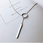 ANENJERY Round Bar Long Chain Kaelakee Kolye Bijoux Femme Choker Kaelakee 80cm