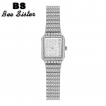 BEE SISTER BS Ladies Square Rannekellad Kleit Kuldkell Naiste Kristallkellad Roostevabast terasest h&otilde;bedast kvartskellad FA0510B Without box h&otilde;be