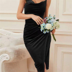 Elegantne bodycon seksikas Naiste kleit naistele 2022 suve rihm varrukateta sametist mini peokleidid naiste r&uuml;&uuml; femme daamid S must