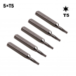 Kruvikeerajaotsak Torx H4&times;28mm k&auml;sit&ouml;&ouml;riistade kvaliteetsed komplektid 5 x T5