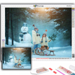 Populaarne 5D isetegemise ristpistega j&otilde;ulupuu J&otilde;uluvana lumememm t&auml;ispuur- ja ristpistes k&auml;sit&ouml;&ouml;komplekt Seinakleebis Kodukaunistus Full Round 20X30CM