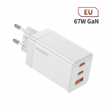 Toocki 65W GaN USB C laadija 67 W Quick Charge 4.0 3.0 QC4.0 QC PD 3.0 USB-C Type C USB kiire laadija iPhone 14 13 Pro MacBookile EU plug valge