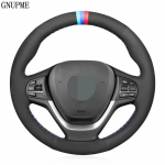 DIY k&auml;sitsi &otilde;mmeldud must ehtsast nahast seemisnahast auto roolikate BMW X3 F25 2010-2017 X4 F26 jaoks Black Thread