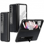 Galaxy Z Fold 4 &uuml;mbrise jaoks Kahanev TPU hingedekaitse Nahast kate Samsung Z Fold4 5g &uuml;mbrise jaoks koos hoidiku ja esiekraani kilega For Galaxy Z Fold 4 must