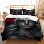 3D Skull Head voodipesukomplekt Halloweeni &otilde;udustekikott ja padjap&uuml;&uuml;r 2/3 t&uuml;kki mikrokiust kangast pehme kodukaunistus Baby 100x135cm