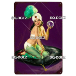 [SQ-DGLZ] 90ndate pinup metallplaadist plekk-silt tahvel Vintage pubikaunistus Metallist sildimetallist seksikas t&uuml;drukute plakat Kodukaunistuse kunst kohandatud 20x30cm