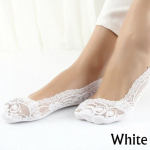 5 paari suvised naiste silikageeli pitssokid n&auml;htamatud puuvillased tald libisemiskindlad sussid libisemisvastased sokid one size valge