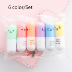 6 tk armas kapslite esilet&otilde;stmispliiats Mini Pill Color Spot Marker Liner kirjutustarbed
