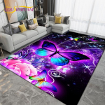 V&auml;rviline liblikalillede kunstiala vaip, vaipvaip elutoa magamistoa diivanile, k&ouml;&ouml;gi-vannitoa uksematt, libisemiskindel p&otilde;randamatt 100x150cm