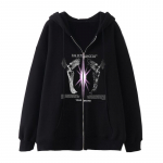 Naiste mood Talveprintiga kapuutsiga naiste pikkade varrukatega t&otilde;mblukuga kapuutsiga jope Dressid R&otilde;ivad Y2K t&otilde;mblukuga kapuutsid S must