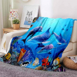 Ookeani delfiinimustriline tekk 3D-prinditud tekk soe pehme vooditekk elutuba magamistoa diivan tekk Viskatekid 150x180cm