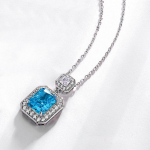 Uus 925 h&otilde;bedane 13 kate ristk&uuml;likukujuline 10 * 12 j&auml;&auml;l&otilde;igatud k&otilde;rge s&uuml;sinikusisaldusega teemant kaelakee mood ripats