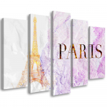 Viieosaline pildil&otilde;uendiprint Paris Eiffeli torni glamuuri 100x70 roosa