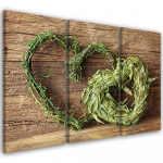 Kolmeosalise pildiga l&otilde;uendiprint Heart Wood Herbs Green 60x40 pruun