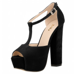 Naiste Sandaalid Suvised Seksikad 14cm Peep Toe K&otilde;rged Kontsad Pandlaga rihm Sandaalid Mood Paks Platvorm Pump peokleit Pulmakingad 35 must