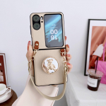 Luksuslik ruudukujuline kokkupandav mobiiltelefoni &uuml;mbris sobib Oppo jaoks Find N2 Flip for Samsung Z Flip 4 Zflip5 Z flip3 Z Fold 3 4 5 For Huawei pehme tagakaas For OPPO Find N2Flip valge