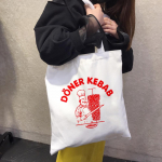 Doner Kebab Graphic Naiste ostul&otilde;uend Valge kott &Ouml;ko-esteetiline korduvkasutatav mood Eco-naissoost ostja Harajuku raamatukotid 24*26cm
