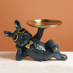 Vaigust dekoratiivne koerakuju &uuml;lemteener kandiku hoiulauaga elutuba prantsuse buldogi ornament Dekoratiivne skulptuur k&auml;sit&ouml;&ouml;kingitusZWA sinine