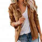 Naiste mantlialuse krae t&otilde;mblukk mitu taskut &uuml;hev&auml;rvilised pikad varrukad Pehme vabaaja kardigan puhtav&auml;rviline kevadmantel igap&auml;evaseks kandmiseks XL pruun