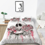 3D pealuu peaga voodipesukomplekt Halloweeni &otilde;udusteki ja padjap&uuml;&uuml;riga 2/3-osaline pehme t&otilde;mblukk DE135 * 200 t&auml;issuuruses &otilde;udus magamistoa kaunistus DE 100x135cm