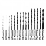 15 tk HSS 1/4-tollised sirge varrega keerdpuuride komplekt, 3/4/5 mm kiired terasest keerdpuurid mitmev&auml;rviline