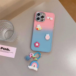 Moodne armas gradient 3D vikerkaare ripatsiga telefoni&uuml;mbris iPhone 14 13 12 11 Pro Max X XS XR XS Max 8 7 Plus pehmest silikoonist p&otilde;rutuskindel kate iPhone 7 sinine