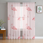 P&otilde;hjamaade stiilis roosad flamingo l&auml;bipaistvad kardinad elutoa aken t&uuml;llkardinad magamistoa k&ouml;&ouml;gi jaoks Kodukaunistus Voile kardinad W135 x H115cm x1