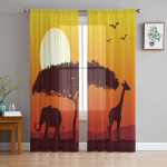 Videvikus Elephant Long Deer Big Tree Sifoonist l&auml;bipaistvad kardinad elutoa kaunistamiseks Magamistoa kaunistamiseks Akende h&auml;&auml;led T&uuml;llkardinad W135 x H115cm x1