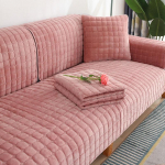 Sametine diivanikate Universaalne ruuduline pl&uuml;&uuml;s, libisemiskindel paksendatud elutoa diivani kate Soe flanellist diivanipadi k&auml;etugi seljar&auml;tik 70x180cm 1pcs roosa