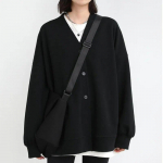 2023 vabaaja vaba V-kaelusega kardigan naiste kontori-daam Puuvillane pikkade varrukatega jope soe mantel S&uuml;gistalv Moodsad riided 29488 M must