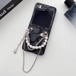 Tavalisest nahast ristkorpusega telefoni&uuml;mbris Samsung Galaxy Z Flip 5 Flip4 Z flip 3 Z Fold 5 4 5G paelr&otilde;nga statiivi p&otilde;rutuskindel kate Z Flip 3 must