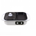 2-&uuml;hes mittenakkuv Shabu pott ja k&uuml;psetusplaadid BBQ Shabu Shabu pott grillsteikidega rameni ja nuudlitega elektriline k&uuml;psetuspott EU valge