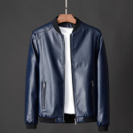 S&uuml;gis Uus Meeste Must Biker PU Nahast Mantel Korea Mood Meeste PU Nahast Jakk Trend Vabaaja Sobivus Kitsas Pesapalli R&otilde;ivad 8Xl M sinine