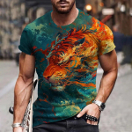 3D Tiger Print T-s&auml;rk Meestele Butiik Animal Graphic T-s&auml;rgid Suvine trend Harajuku Suured l&uuml;hikeste varrukatega vabaaja O-kaelusega topid L