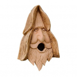 Happy Spirit Birdhouse s&uuml;nteetilisest vaigust inimese n&auml;ost linnupesa k&auml;sitsi nikerdatud iidse puu haldja linnumaja pruun