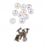 10 komplekti p&auml;rlid, needid, naastud Leathercraftile 8 mm - mitmev&auml;rvilised,