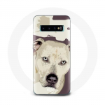 Valge &uuml;mbris Samsung Galaxy S10 Pitbull Dog jaoks