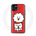 Coque pour Iphone 13 Pro Max BTS Bangtan Gar&ccedil;ons BT21 RJ de Jin Fond Rouge