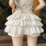 Kawaii Lolita seeliku l&uuml;hikesed p&uuml;ksid, naiste volangidega, lapitehnikaga kihiline k&otilde;rge v&ouml;&ouml;koht Y2k balletcore miniseelik suvepeoklubi L