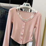 Roosad T-s&auml;rgid, Naised, &otilde;hukesed, magusad, kolledžimood Korea kevadine pehme vaba aeg, k&auml;rbitud, liimitud, disainitud 2024. aasta uustulnuk, igap&auml;evane vabaaja S roosa